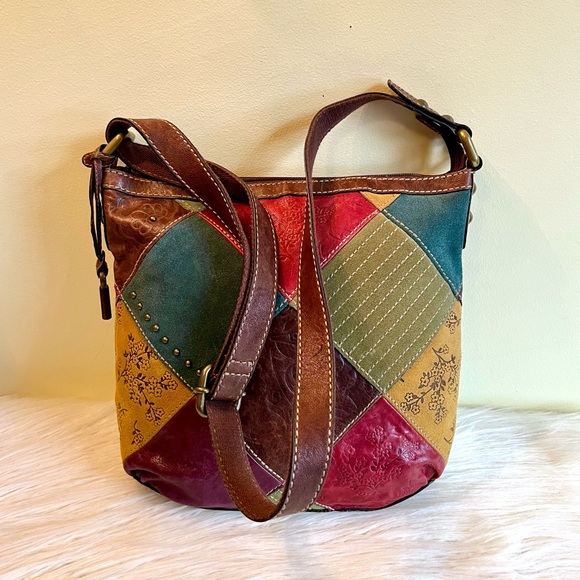 Fossil Talita Patchwork Leather & Suede Shoulder Bag - Picture 2 of 10